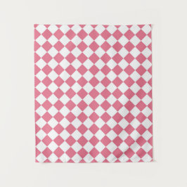 Tapete De Parede Xadrez Diamante Rosa Branco