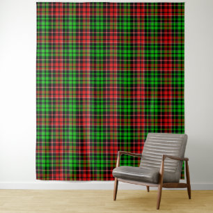 Tapete De Parede Xadrez Escocês Preto Vermelho Verde Design