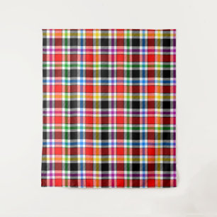 Tapete De Parede Xadrez Flanel de multicolores preto vermelho Desig