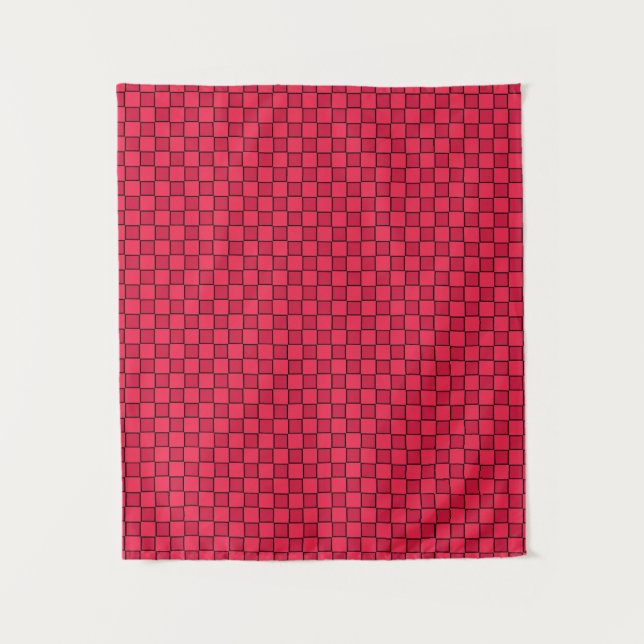 Tapete De Parede Xadrez Preto Vermelho (Frente)