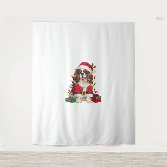 Tapete De Parede Xmas Lighting Cavalier King Charles Spaniel Dog Ch (Frente)