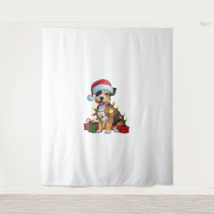 Tapete De Parede Xmas Lighting Santa Hat Border Terrier Dog Christm