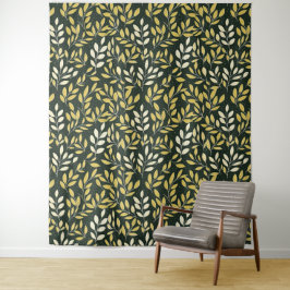 Tapete De Parede Yellow and Cream Leafy Branches Pattern 