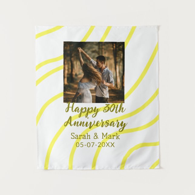 Tapete De Parede Yellow golden photo 30th wedding anniversary name  (Frente)