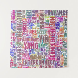 Tapete De Parede Yin Yan Nuage de Mots Texte Motif Interconnect