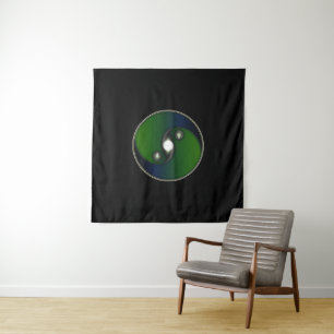 Tapete De Parede Yin Yang Sol Verde Azul