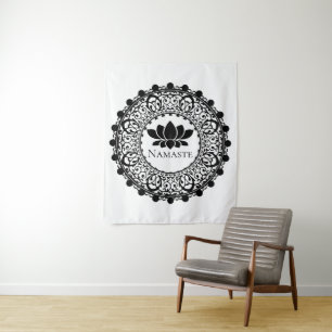 Tapete De Parede Yoga Black Mandala Namaste Lotus