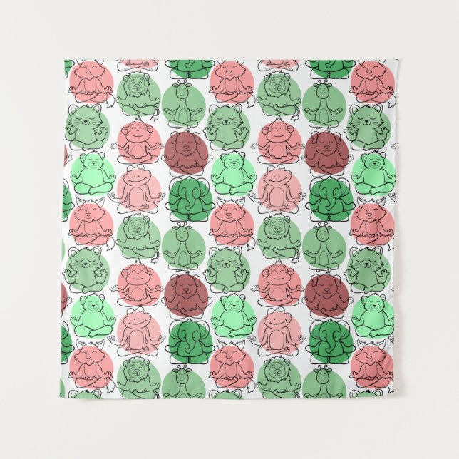 Tapete De Parede Yoga poses pattern | Yoga seamless pattern 18 (Frente)