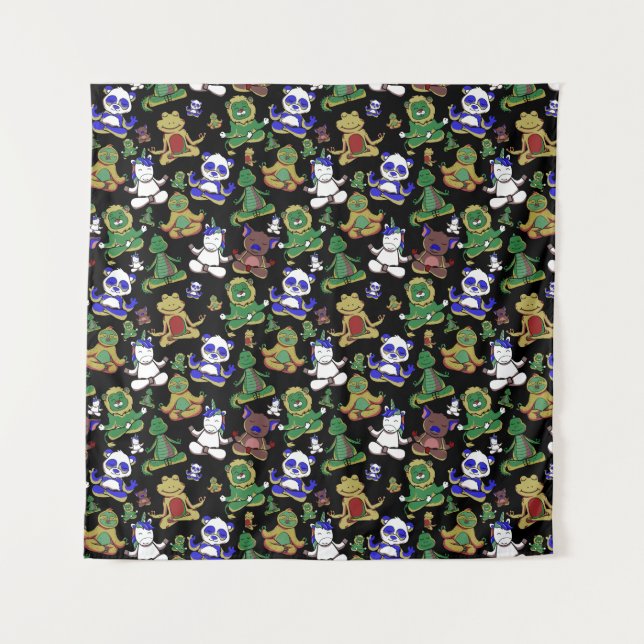 Tapete De Parede Yoga poses pattern | Yoga seamless pattern 45 (Frente)