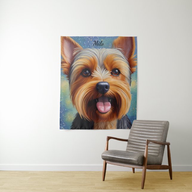 Tapete De Parede Yorkshire Terrier Pointillism Cão Portrait (In Situ)