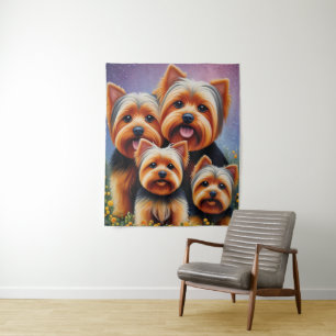 Tapete De Parede Yorkshire Terrier Puppy Family Colorful Portrait