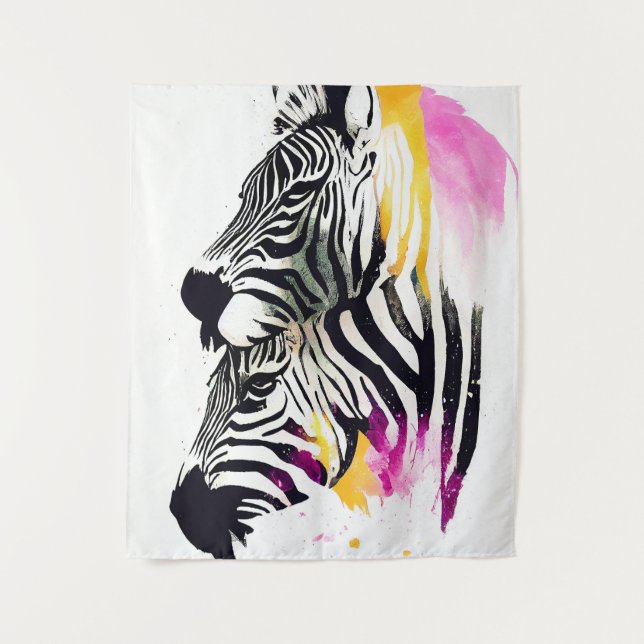 Tapete De Parede Zebra Wild Nature - Pintura De Cores De Animais (Frente)