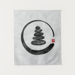 Tapete De Parede Zen Enso Circle e Zen Stones - Watercolor