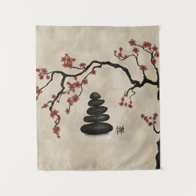 Tapete De Parede Zen Stones Sakura Tree (Frente)