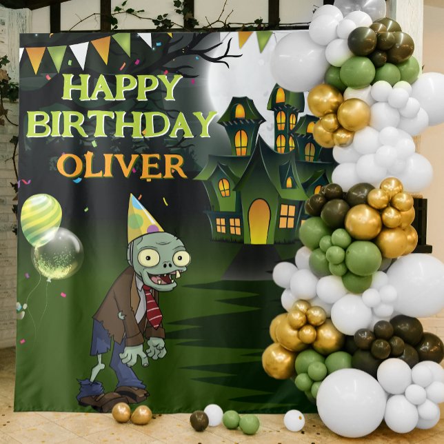 Tapete De Parede Zombie Birthday Kids Halloween Banner (Criador carregado)