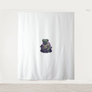 Tapete De Parede Zombie Pug - Cachorro Dia de as Bruxas engraçado m