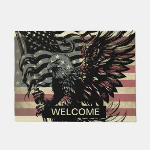 Tapete de Porta Águia Careca Bandeira Americana Pa