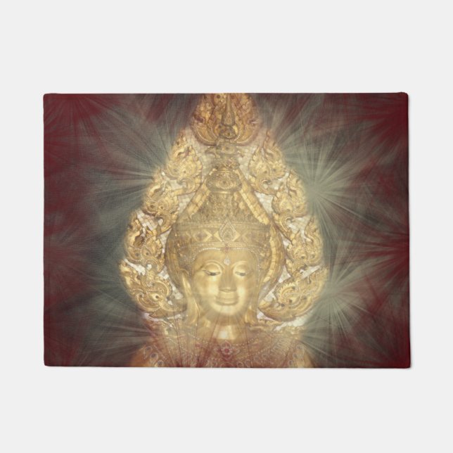 tapete de porta buda dourado em vermelho escuro (Frente)