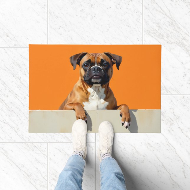Tapete de Porta com Arte de Cachorro Boxer (Interior)