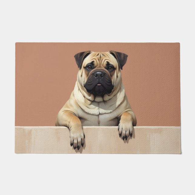 Tapete de Porta com Arte de Cachorro Shar-Pei (Frente)