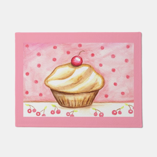 Tapete de Porta Cupcake de Cereja  (Frente)