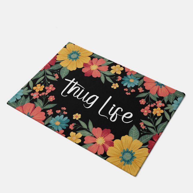 Tapete de Porta Floral Thug Life (Inclinado)