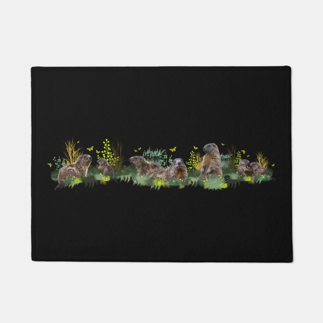 Tapete de Porta Marmot Meadow (Preto) (Frente)