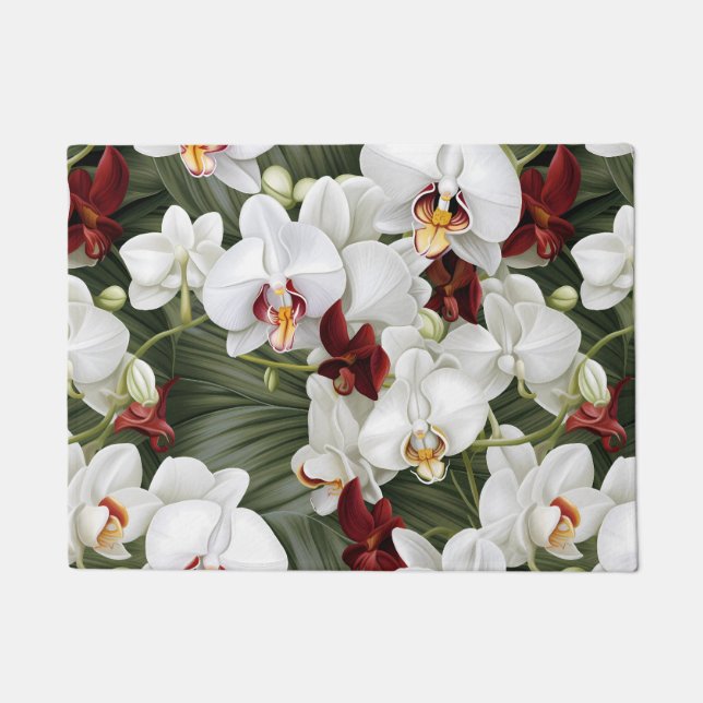 Tapete de Solo de Cozinha Orquídeas Elegantes (Frente)
