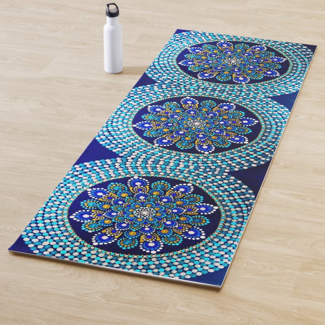 Tapete De Yoga 086 - Royal Blue Mandala Yoga Mat (In Situ)