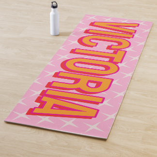 Tapete De Yoga 2D Retro Stars Pink Red Name Yoga Mat