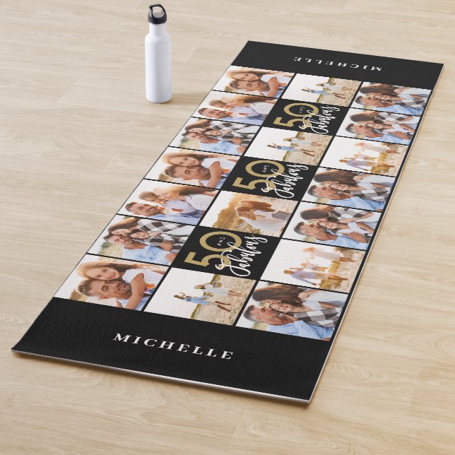 Tapete De Yoga 50.º aniversário - boa colagem de fotos pretas de  (In Situ)