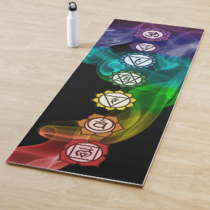 Tapete De Yoga 7 Chakra mantra arco-íris legal negrito