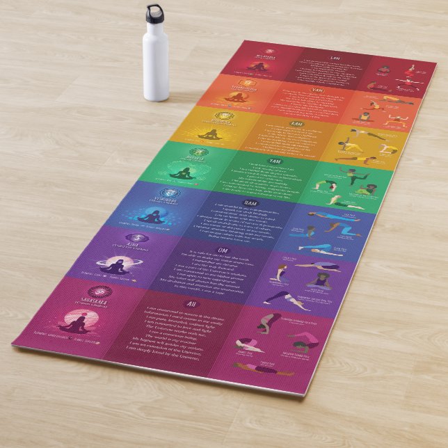 Tapete De Yoga 7 Chakra Yoga Poses & Affirmations Yoga Mat - 87 m (In Situ)
