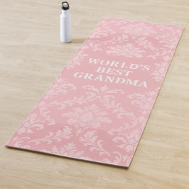 Tapete De Yoga A Melhor Avó do Mundo Rosa Suave Damasco