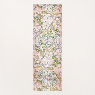 Tapete De Yoga A peônia de Nouveau da arte de Mucha floresce a