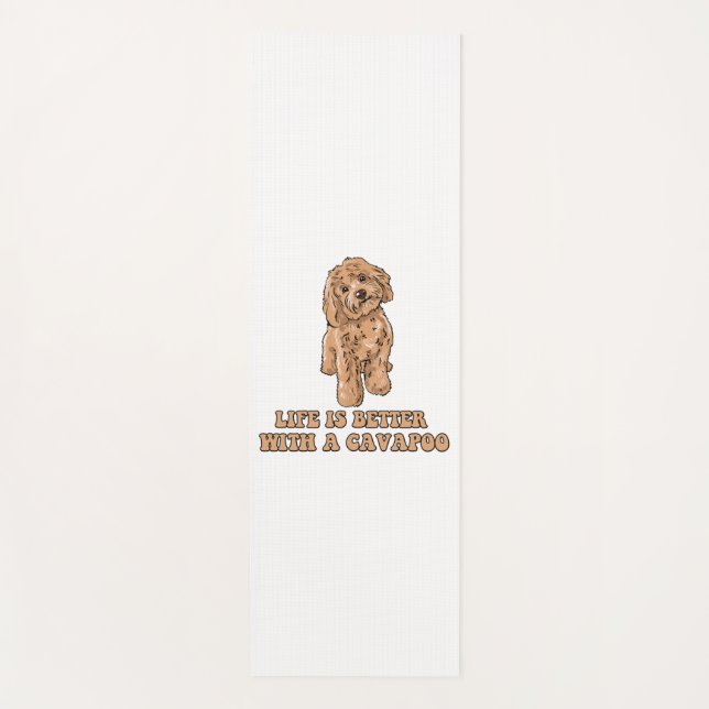 Tapete De Yoga A Vida É Melhor Com Uma Cavapoo - Cachorro Engraça (Frente)