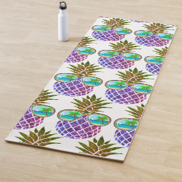 Tapete De Yoga Abacaxi rosa roxo tropical