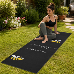 Tapete De Yoga Abelhas negras felizes abelhões de verão nome de d