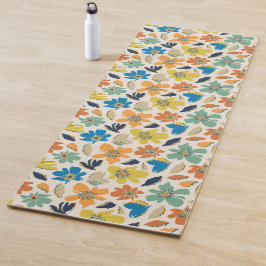 Tapete De Yoga Abstract Hand-Drawn Boho Floral Pattern