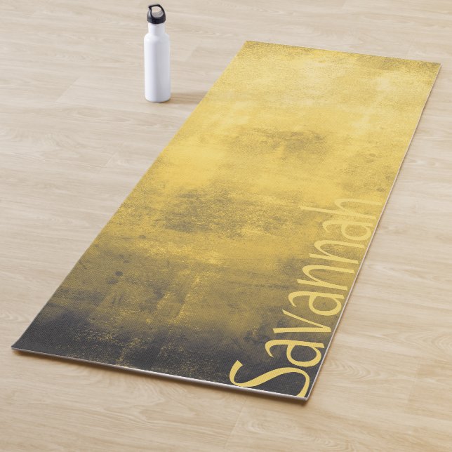 Tapete De Yoga Abstrato Amarela Simples Seu Nome (In Situ)