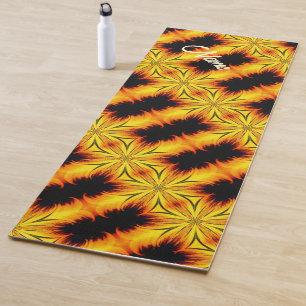 Tapete De Yoga Abstrato Amarelo E Arte Marrom Personalizados
