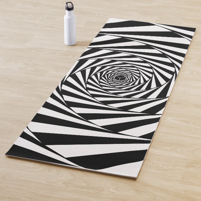 Tapete De Yoga Abstrato Black & White Swirl Spirway Art (In Situ)