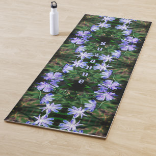 Tapete De Yoga Abstrato de Flores de Chicória Selvagem Azul Perso