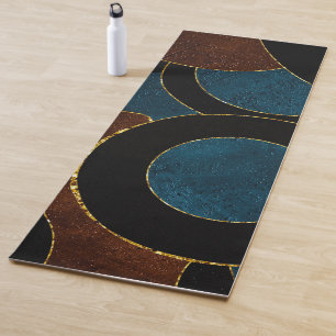 Tapete De Yoga Abstrato Geométrico Dourado Folha da Largura