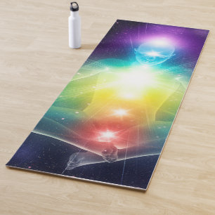 Tapete De Yoga Abstrato humanoide lotus yoga pose com chakras