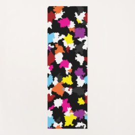 Tapete De Yoga Abstrato Irregular Colorida Preta