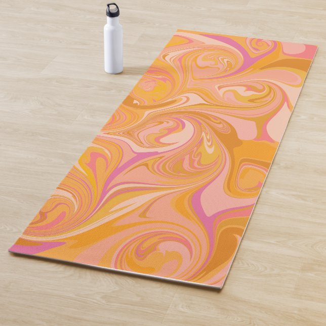 Tapete De Yoga Abstrato Marble Swirl Art em amarelo (In Situ)