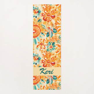 Tapete De Yoga Abstrato Padrão Cortina de Chá Laranja Sunny