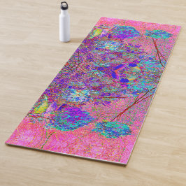 Tapete De Yoga Abstrato púrpura e azul-hidrangea com magenta