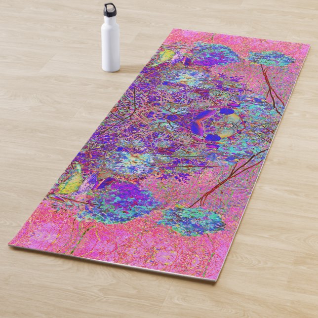 Tapete De Yoga Abstrato púrpura e azul-hidrangea com magenta (In Situ)